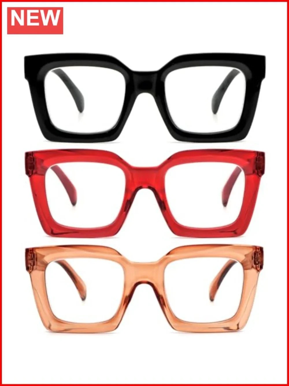 3 Pack Oversized Reading Glasses Women Blue Light Blocking Spring Hinge